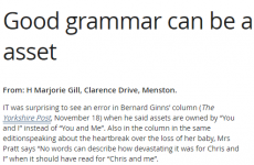 Woman writes in to newspaper to correct grieving woman's grammar
