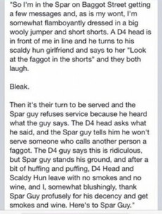 The man behind the 'Spar Guy' Facebook status has spoken out