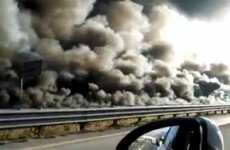 This is what a whole motorway looks like when it's completely on fire