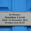 A plaque has been erected in the doorway where Jonathan Corrie died