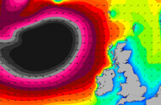 An icy 'weather bomb' is whipping up five-storey waves in the North Atlantic