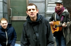 Homeless Love/Hate Jesus raver sings with buskers on Grafton Street
