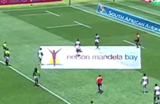 US sevens player gets tackled by pitch invader, but gets revenge with a massive toe-bog