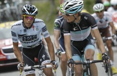 Here's Alberto Contador slapping a spectator at the Tour de France today