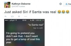 Siri is being super sassy with people who ask her about Santa Claus