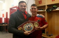 After beating Leinster, the Munster players got their hands on Andy Lee's world title