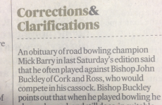 The Irish Times swoop in with a late contender for correction of the year