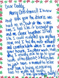 Teen girl's heartwarming Christmas letter to her divorcee dad is going viral