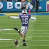 Kansas State's kicker attempts a rabona at the Alamo Bowl