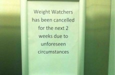 This poorly placed Weight Watchers sign would ruin all your good intentions