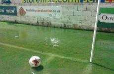 You think the weather is bad in Ireland? Torrential rain turns Accrington Stanley's pitch into a lido