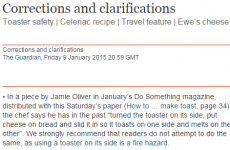The Guardian issued this priceless correction on Jamie Oliver's recipe for toast