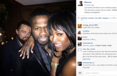 Leonardo DiCaprio very creepily photobombed 50 Cent and Naomi Campbell