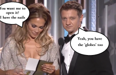 Jeremy Renner actually went and made a moronic 'Golden Globes' boob joke