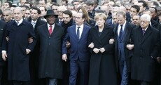 A Jewish newspaper has photoshopped Angela Merkel out of this Charlie Hebdo march