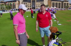 Rory McIlroy tries to teach BOD a 'rugby style' golf trick shot