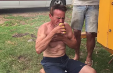 Man drinks beer in front of giant air compressor and it goes exactly how you'd expect
