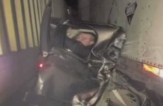This man escaped being trapped between two trucks