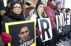 Protest outside Saudi Embassy for blogger sentenced to 1,000 lashes for insulting Islam