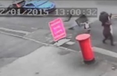 Toddler narrowly escapes being struck by exploding manhole