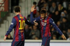 Messi and Neymar take one-twos to another level as Barca hit Elche for 6