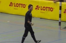 This German footballer fulfilled every 5-a-side 'keeper's dream with this long-range effort