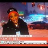 Driver recklessly drifts into news reporter's shot during New York blizzard