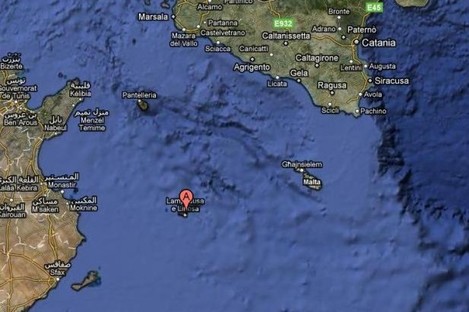 Lampedusa lies in the Mediterranean sea.