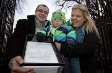 18-month-old boy hands in petition with 65,000 signatures to Leinster House