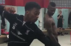 Balotelli doesn't look too impressed by Sturridge's dressing room dance moves