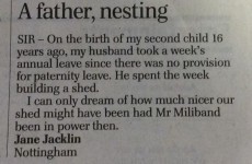This letter to the Telegraph on paternity leave is rather excellent