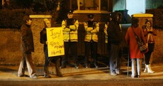 Water charge protesters demonstrated at Joan Burton's house last night
