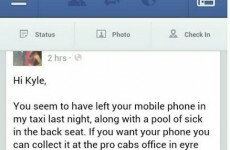 A Galway taxi man left some priceless Facebook advice for this lad who forgot his phone