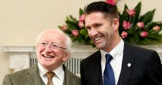 Robbie Keane and the LA Galaxy got suited and booted for a reception with President Higgins today