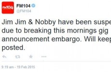 FM104 says it's suspended two presenters for breaking an Ed Sheeran embargo