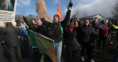 Some protesters gathered outside the Fine Gael conference - and a journalist was asked to leave