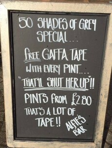 Pub faces backlash for 'misogynistic' Fifty Shades of Grey gaffa tape joke