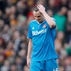 John O'Shea pulls back Falcao in penalty area, referee sends off Wes Brown