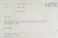 Here's the note Gerry Ryan sent Ian Dempsey on his first day at RTÉ in 1980