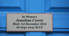 'An insult': Jonathan Corrie plaque removed from doorway where he died