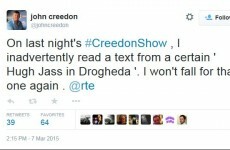 RTÉ’s John Creedon was the victim of a classic Simpsons gag last night