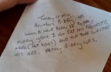 Man leaves heartwarming tip in memory of his late brother's birthday