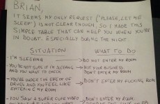 This guy wrote an amazingly comprehensive guide to when his flatmate is allowed in his room