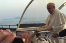 Pope Francis had a pizza delivered right to his Popemobile yesterday