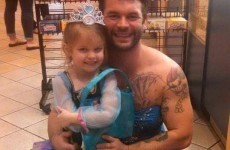 This little girl was embarrassed to wear her princess dress outside, so her uncle did too