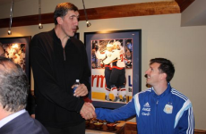 Leo Messi met a former NBA star twice his size last night