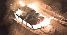 WATCH: Gardaí probe cause of barge fire at Grand Canal Dock