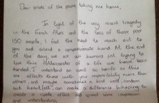 A pilot shared this heartwarming letter from passenger prompted by Germanwings tragedy