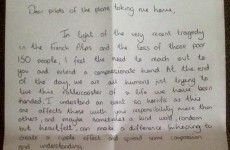 A pilot shared this heartwarming letter from passenger prompted by Germanwings tragedy