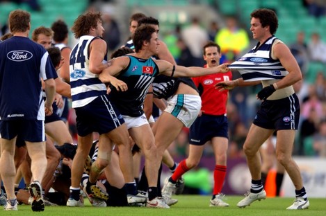 What an Aussie Rules altercation might look like. 
